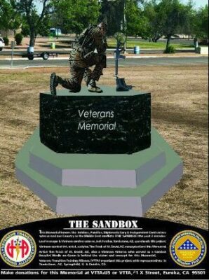 Sierra Vista Sandbox Memorial with Kneeling Soldier